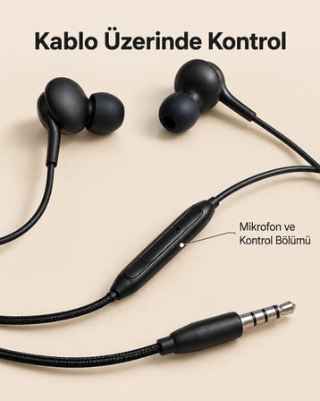 Müzik ve Görüşme İçin Mikrofonlu Siyah Kulaklık