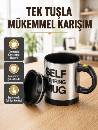 Akıllı Kendi Kendini Karıştıran Termal Kupa - Paslanmaz Çelik