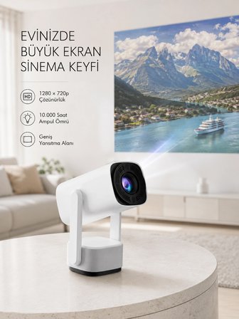 720p hd projeksiyon cihazı - uzun ömürlü ampul, canlı renkler ve evde sinema keyfi