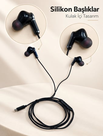 Müzik Ve Sesli Görüşmeler İçin Type C Mikrofonlu Kulaklık