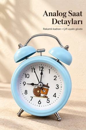 Desenli Kadranlı Analog Masa Saati Alarm Özellikli