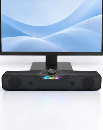 Döner Kontrol Düğmeli RGB Işıklı Bluetooth 5.4 Hoparlör Type C Şarj Girişli Siyah