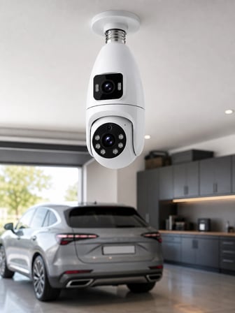 Gece Görüşlü Çift Lens Wi-fi Ampul Kamera Mobil Takip Destekli