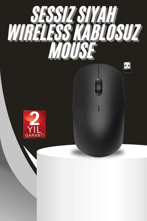 Ergonomik Tasarım Kablosuz Siyah Mouse Hassas Uzun Ömürlü