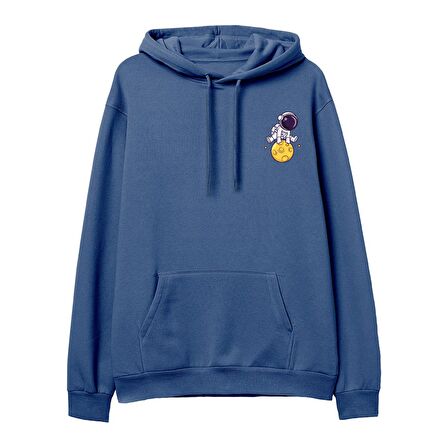 Astro-5 Baskılı Hoodie-Royal Mavi
