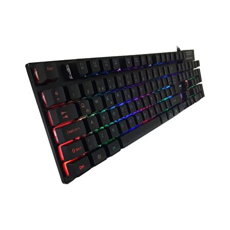 Gaman ZYG-800 Stalker Warrior K9 RGB Rainbow Ledli Gaming Oyuncu Klavyesi Mekanik Hisli Metal Taban