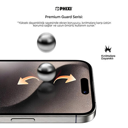Phixi Premium Guard Parlak Cam Ekran Koruyucu – iPhone 14 Pro Uyumlu | Antistatik, Su Tutmaz, Tam Kaplama