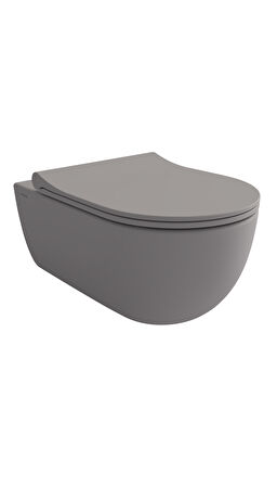 Bocchi V Tondo Rimless Asma Klozet Mat Gri Kapak Dahil 1416-006-0128