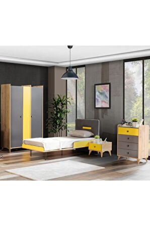 Tarz Genç Odası - 3 Kapılı Dolap, Karyola, Komodin, Şifonyer