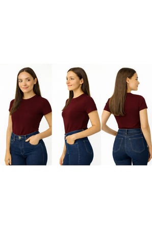 Body Bisiklet Yaka Yarım Kol örme kumaş viskon body kadın