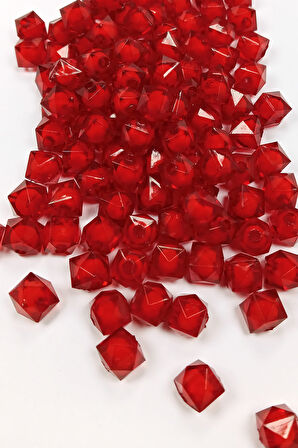 Küp Boncuk İçten Boncuklu Bileklik Çanta Boncuğu 10 mm 50 gr Kırmızı - BNC448