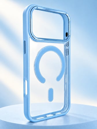 IPhone 17 Pro Max MagSafe Renkli Çerçeve Şeffaf Kılıf Metal Kamera Korumalı