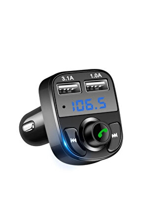 Carx8 Araç Kiti Fm Transmitter Bluetooth 5.0 Micro Sd Usb Şarj Oto Müzik Çalar