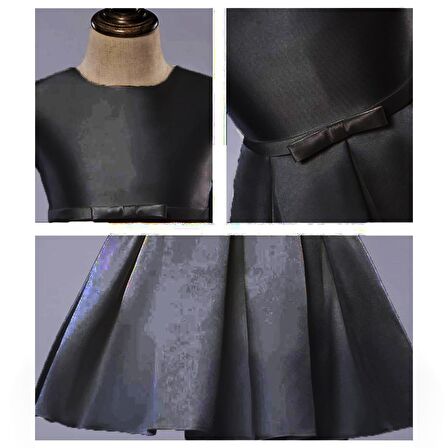 Parlak Kumaş Kurdalyeli Kız Çocuk Abiye - Çocuk Abiyesi - Mezuniyet Elbisesi - Kız Çocuk Elbise