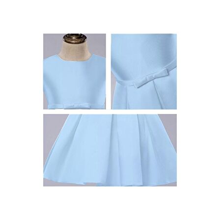 Parlak Kumaş Kurdalyeli Kız Çocuk Abiye - Çocuk Abiyesi - Mezuniyet Elbisesi - Kız Çocuk Elbise