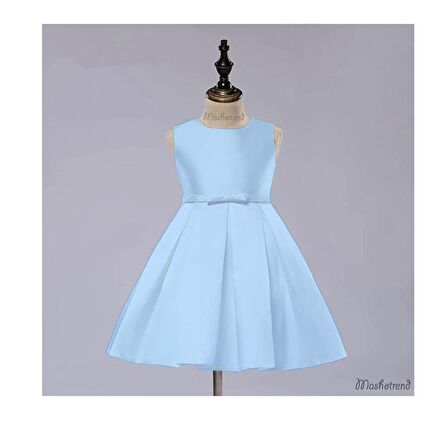 Parlak Kumaş Kurdalyeli Kız Çocuk Abiye - Çocuk Abiyesi - Mezuniyet Elbisesi - Kız Çocuk Elbise