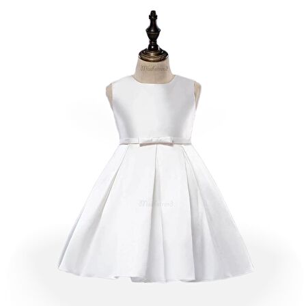 Parlak Kumaş Kurdalyeli Kız Çocuk Abiye - Çocuk Abiyesi - Mezuniyet Elbisesi - Kız Çocuk Elbise