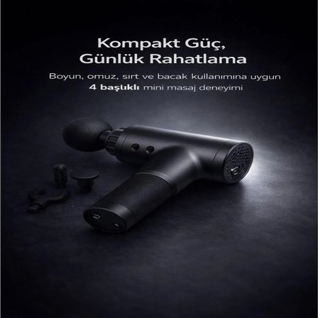 Mini Şarjlı Masaj Tabancası 4 Başlıklı 3 Kademeli Type-C Taşınabilir Kas Gevşetici Masaj Aleti