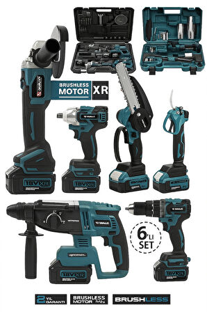ASR 6'lı Set Kömürsüz Kırıcı Delici Hilti Vidalama Taşlama Somun Sökme Budama Testeresi Budama