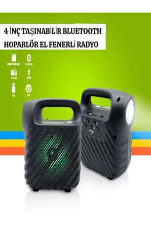 GTS1525 RGB Işıklı 4 inç Taşınabilir Bluetooth Hoparlör FM Radyo Parti Hoparlörü Acil Durum Feneri