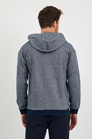 Erkek Kapüşonlu Kanguru Cepli Günlük Sweatshirt Mavi