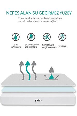 Mira Home Tek Kişilik 100 x 200 Su Geçirmez Alez Beyaz