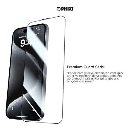 Phixi Premium Guard Parlak Cam Ekran Koruyucu – iPhone 12 Uyumlu | Antistatik, Su Tutmaz, Tam Kaplama