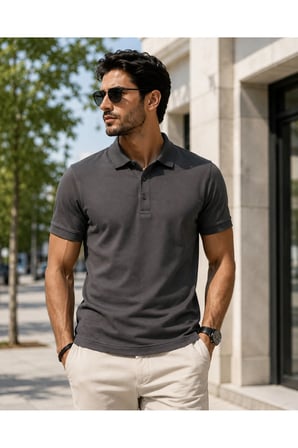 Erkek Polo Yaka füme Tişört Likralı Pike Kumaş Terletmez Slim Fit Günlük Şık Tasarım