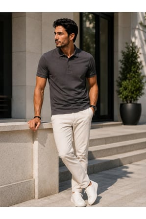 Erkek Polo Yaka füme Tişört Likralı Pike Kumaş Terletmez Slim Fit Günlük Şık Tasarım