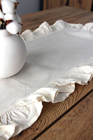 Fırfırlı Keten Masa Runner 40x110 cm  5001-Fırfır