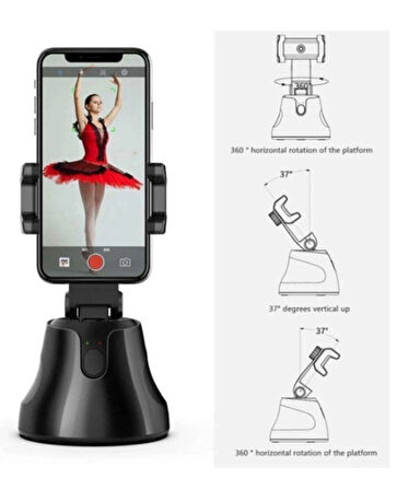360° Smart Otomatik Yüz Takip Sistemli Telefon Tutucu - Telefon Tripodu Bluetoothlı Akıllı tripod