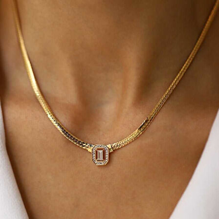 Dörtgen Snake Baget Kolye