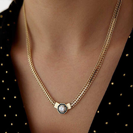 Sekizgen Desen Taşlı Viyana Zincir