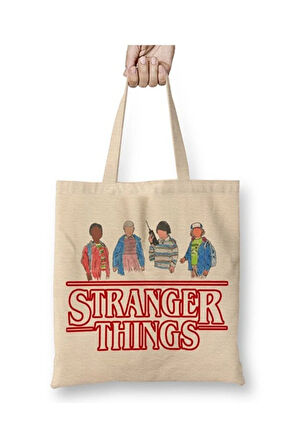 Stranger Things Moon Bez Çanta Uzun Saplı Alışveriş Çantası Plaj Çantası