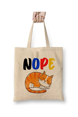 Cat Lovers Gifts For Cat Kedi Beyaz Bez Çanta Uzun Saplı Alışveriş Çantası Plaj Çantası