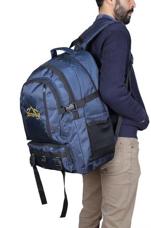 SR-02 Dağcı 17-18.4 Inch Laptop Bölmeli Büyük Boy Sırt Çantası,dağcı Çantası,seyahat Kamp Çantası LACİVERT