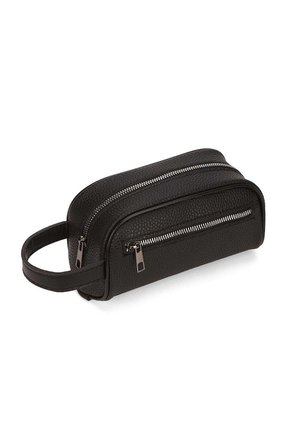 NP- 2213 Mini Erkek Vegan Deri Portföy Clutch Traş Kozmetik Bakım ve Günlük El Çantası SİYAH