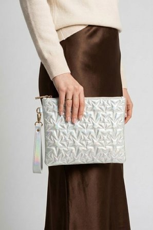 VT-003 YILDIZ DİKİŞLİ KADIN EL ÇANTASI CLUTCH ÇANTA OMUZ ÇANTASI ÇAPRAZ ÇANTA PÖRTFÖY ÇANTA BEYAZ