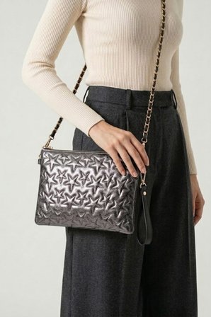 VT-003 YILDIZ DİKİŞLİ KADIN EL ÇANTASI CLUTCH ÇANTA OMUZ ÇANTASI ÇAPRAZ ÇANTA PÖRTFÖY ÇANTA FÜME
