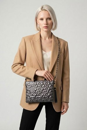 VT-003 YILDIZ DİKİŞLİ KADIN EL ÇANTASI CLUTCH ÇANTA OMUZ ÇANTASI ÇAPRAZ ÇANTA PÖRTFÖY ÇANTA FÜME