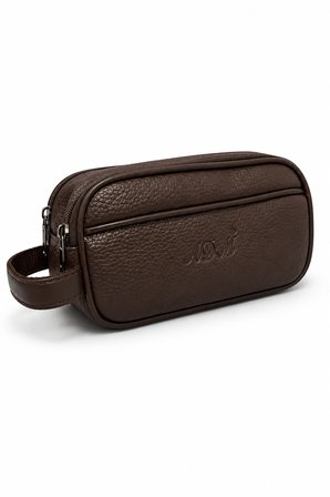 AR-01 Erkek Siyah Suya Dayanıklı Suni Vegan Deri Traşlık Bakım Seyahat El Çantası Portföy/clutch KAHVERENGİ