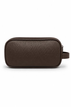 AR-01 Erkek Siyah Suya Dayanıklı Suni Vegan Deri Traşlık Bakım Seyahat El Çantası Portföy/clutch KAHVERENGİ