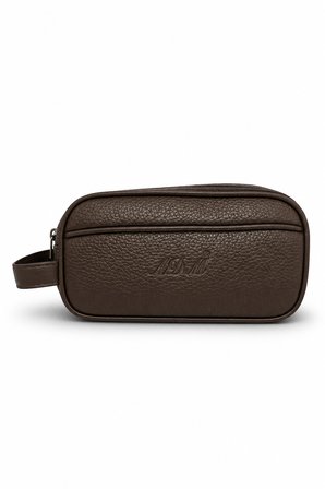 AR-01 Erkek Siyah Suya Dayanıklı Suni Vegan Deri Traşlık Bakım Seyahat El Çantası Portföy/clutch KAHVERENGİ