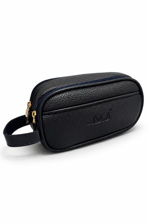 AR-01 Erkek Siyah Suya Dayanıklı Suni Vegan Deri Traşlık Bakım Seyahat El Çantası Portföy/clutch LACİVERT