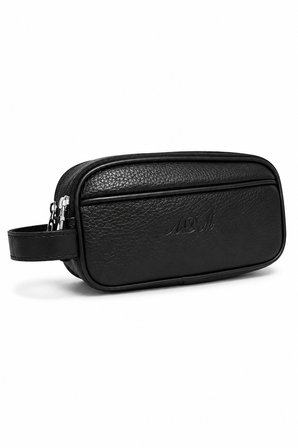 AR-01 Erkek Siyah Suya Dayanıklı Suni Vegan Deri Traşlık Bakım Seyahat El Çantası Portföy/clutch SİYAH