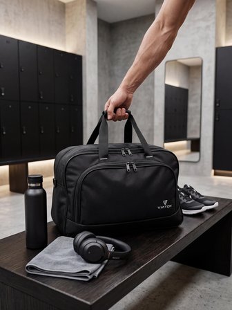 VT-005 Unısex Havlu Kumaş Hostes Valiz Seyahat Tatil Spor Hastane Çok Gözlü El Ve Omuz Çantası Kabin SİYAH