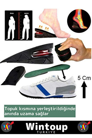 Özel Üretim Ortopedik Ultra Rahat Tasarım 5 Cm Boy Uzatan Ayakkabı Topuk Kaymaz Tabanlık 4 Çift