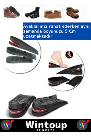 Özel Üretim Ortopedik Ultra Rahat Tasarım 5 Cm Boy Uzatan Ayakkabı Topuk Kaymaz Tabanlık 4 Çift