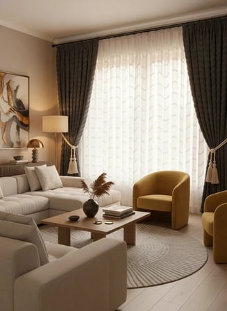 NİVEMESHOME MİLA  1-0060 TAM DESEN  EKRU  1/3 PİLELİ TÜL PERDE