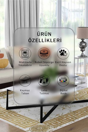Yıkanabilir Kaymaz Taban Dijital Baskılı Halı ve Yolluk – Leke Tutmaz Salon & Mutfak Halısı